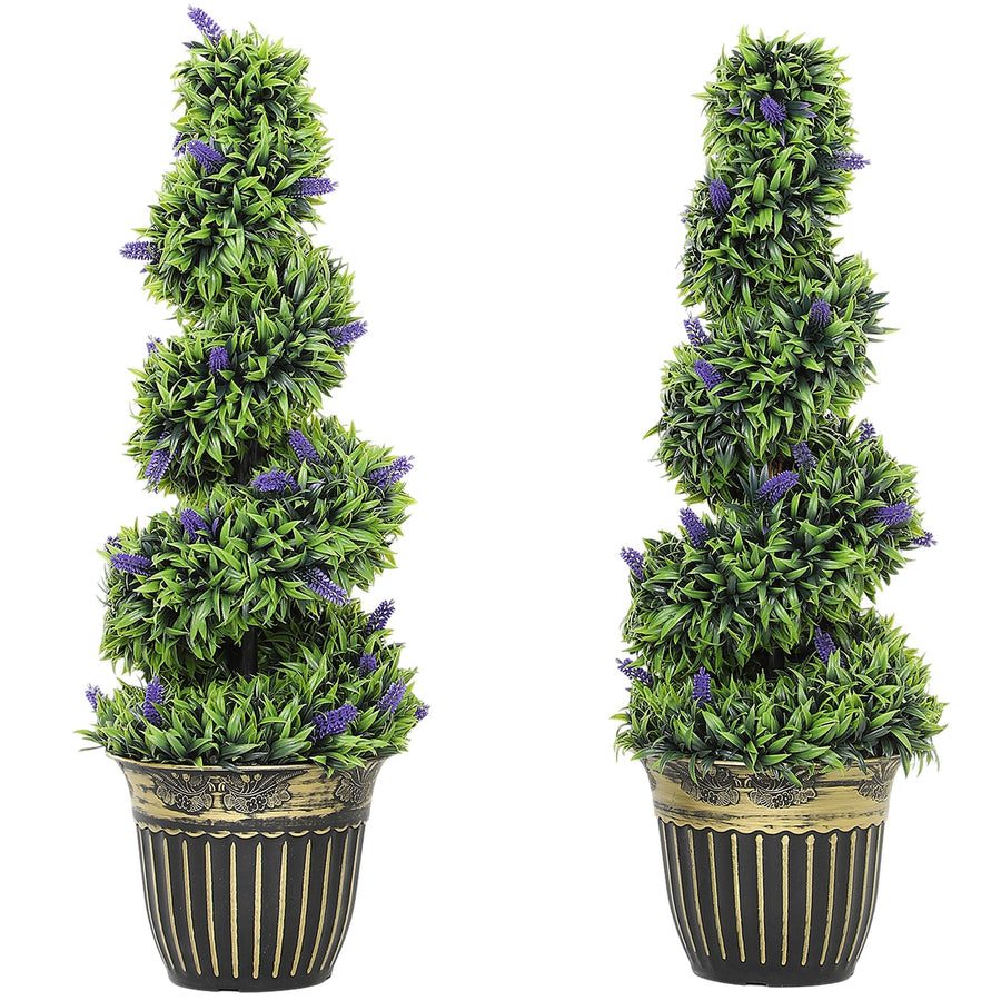 HOMCOM Set of Two 90cm Artificial Lavender Trees