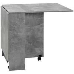HOMCOM Folding Dining Table, Drop Leaf Table with 2-Tier Shelves, Rolling Casters, for Small Spaces, Kitchen, Cement Grey