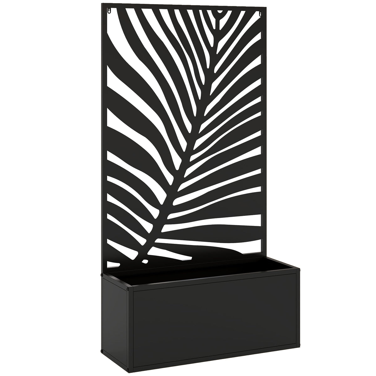 Outsunny Metal Garden Bed for Garden with Trellis, Wall Mounted or Freestanding Raised Planter with Privacy Screen