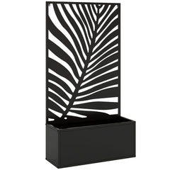 Outsunny Metal Garden Bed for Garden with Trellis, Wall Mounted or Freestanding Raised Planter with Privacy Screen