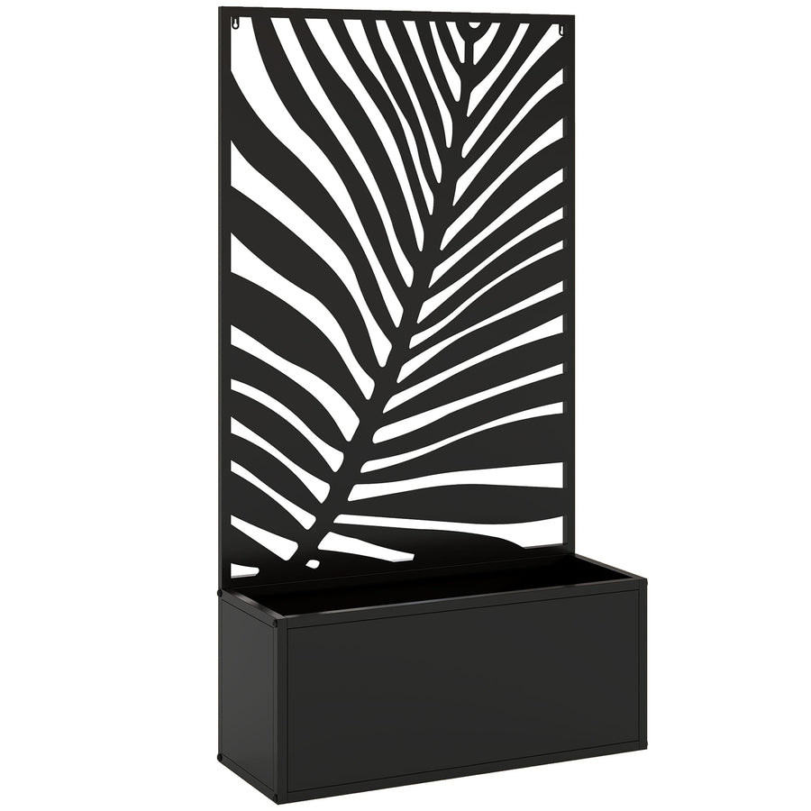 Outsunny Metal Garden Bed for Garden with Trellis, Wall Mounted or Freestanding Raised Planter with Privacy Screen