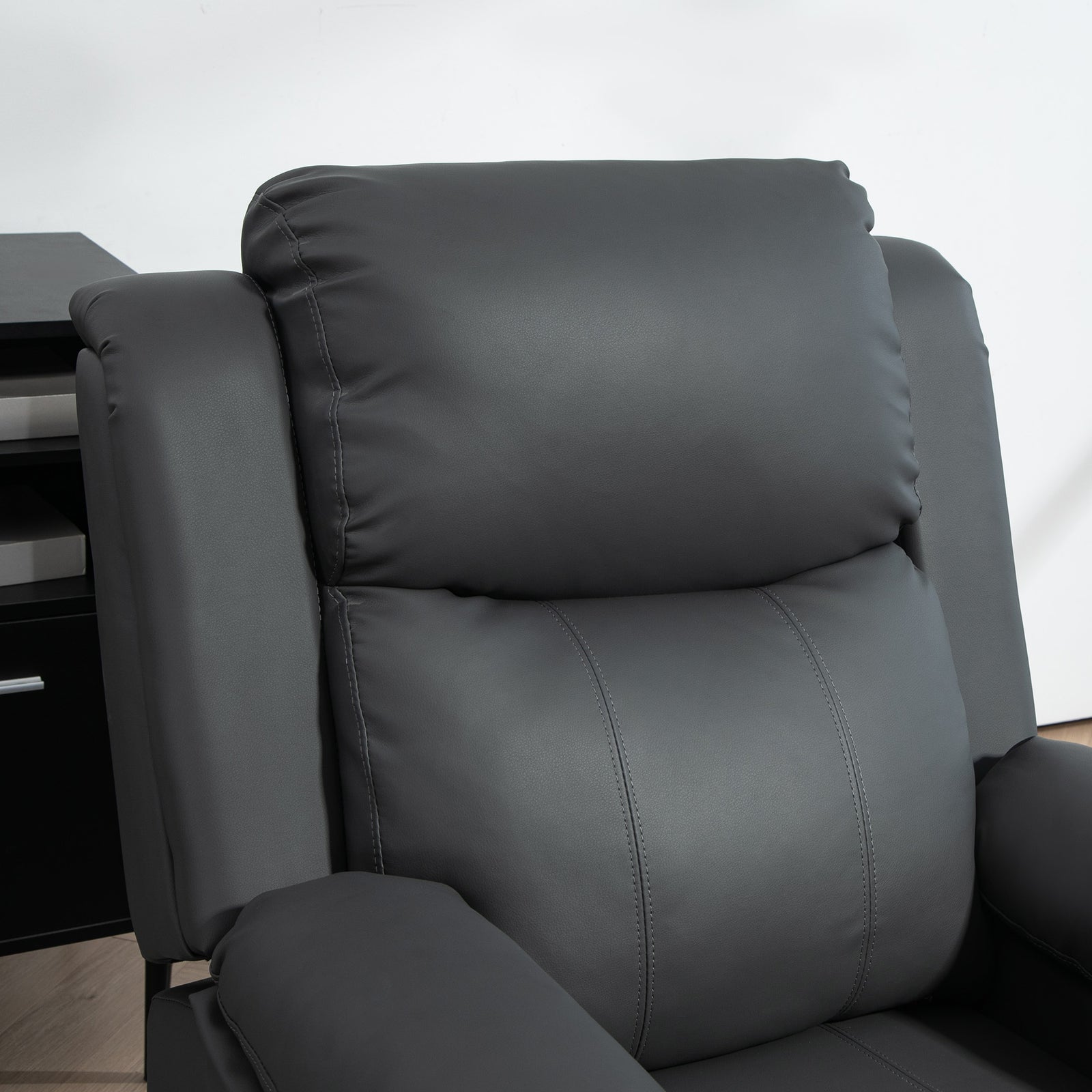 HOMCOM Riser and Recliner Chair with Vibration Massage, PU Leather Power Lift Chair for Elderly, Dark Grey