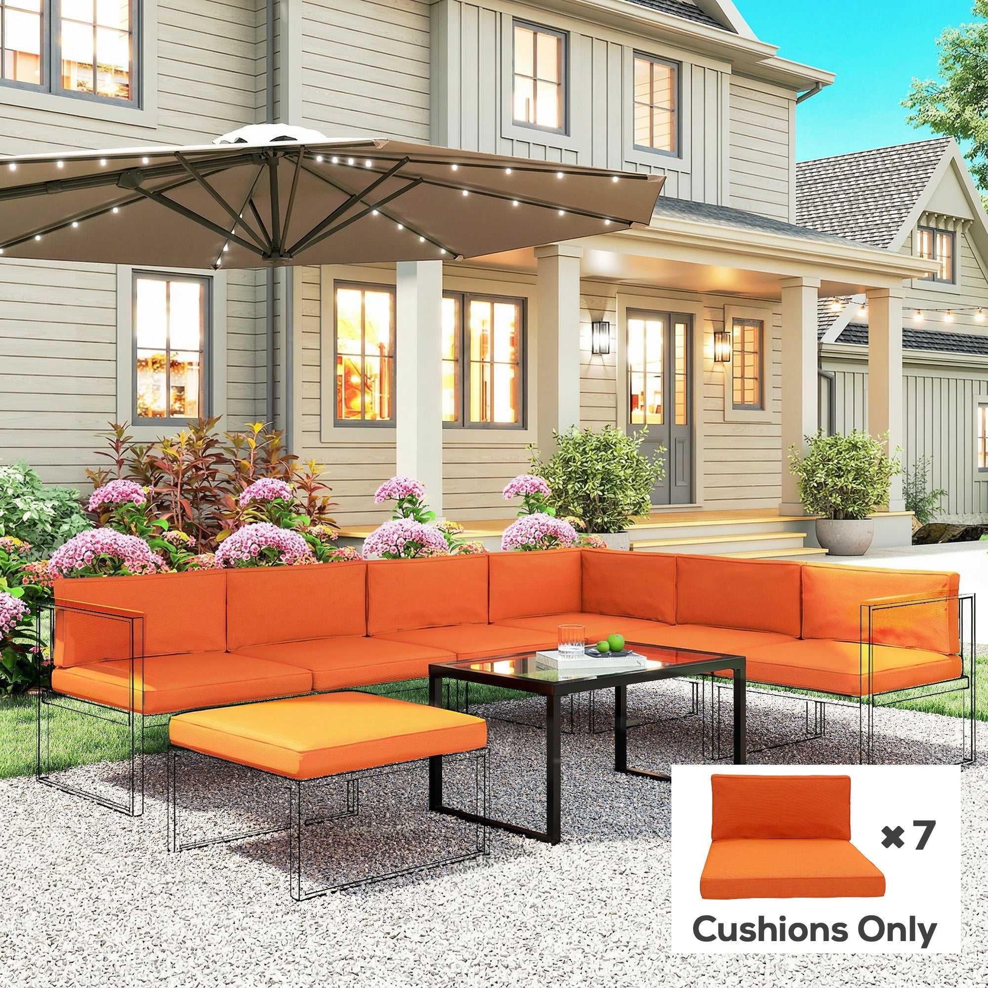 Outsunny 14-piece Dining Set Cushions - Orange
