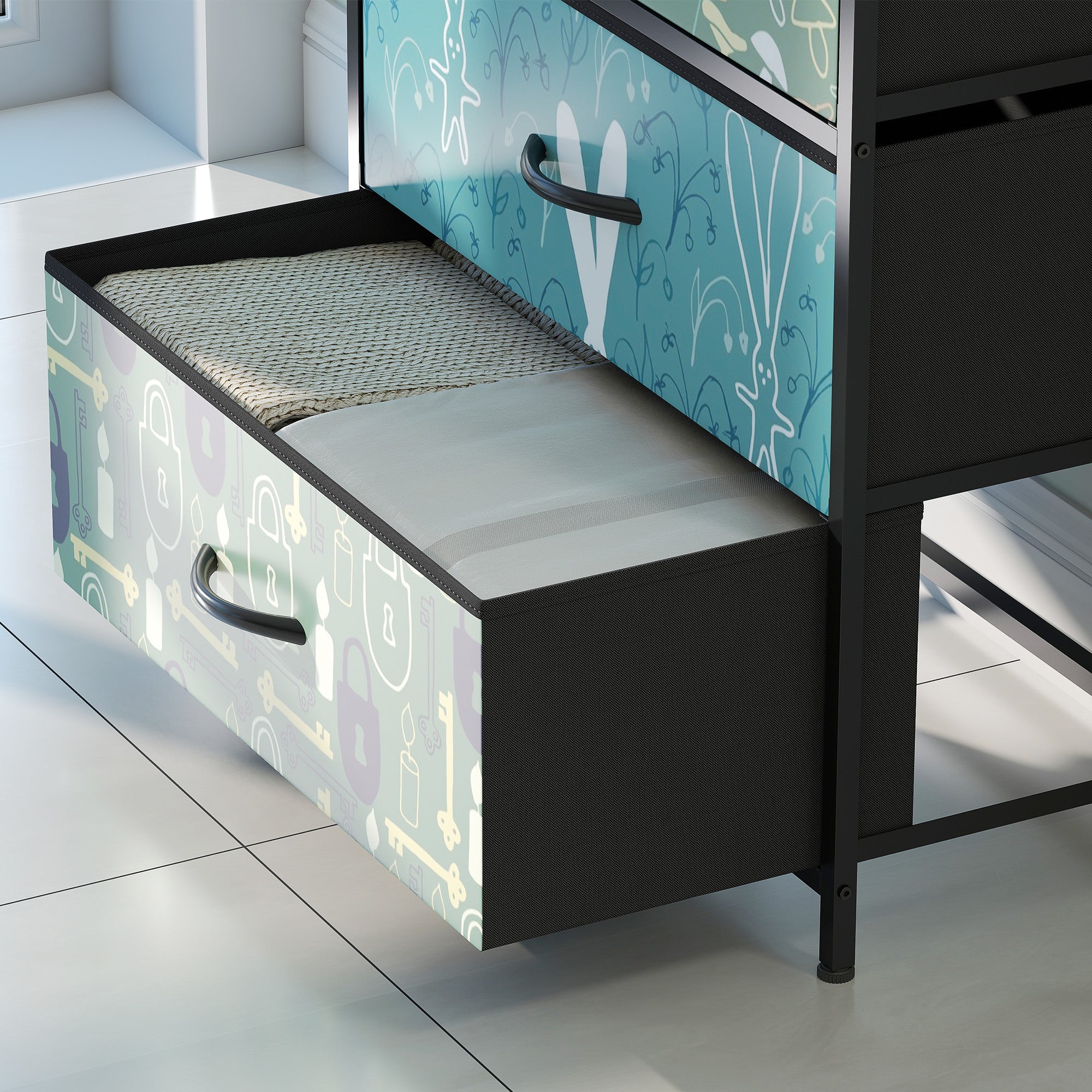 HOMCOM 4-Drawer Chest of Drawers - Blue