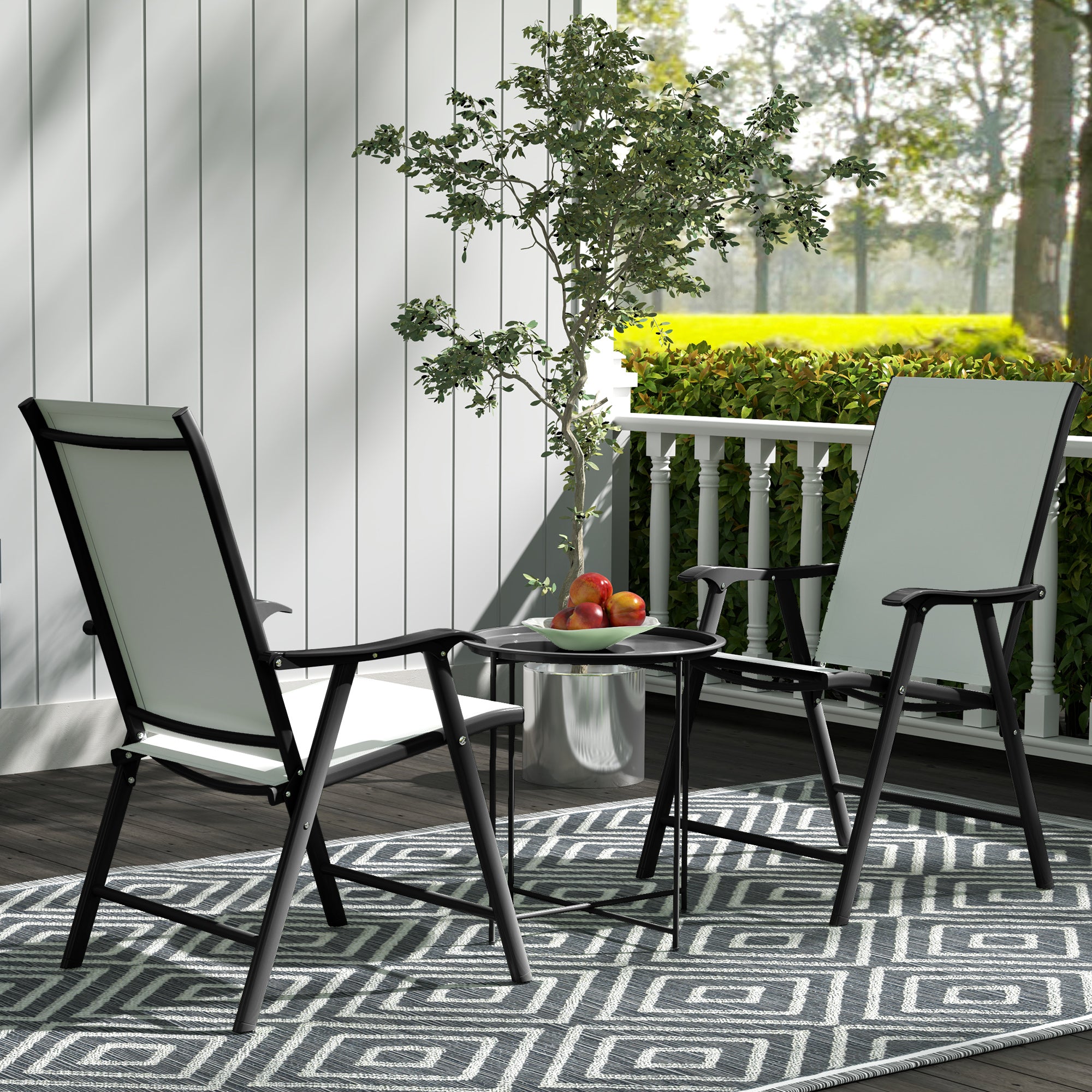 Outsunny Steel Removable Tray Top Garden Table - Black