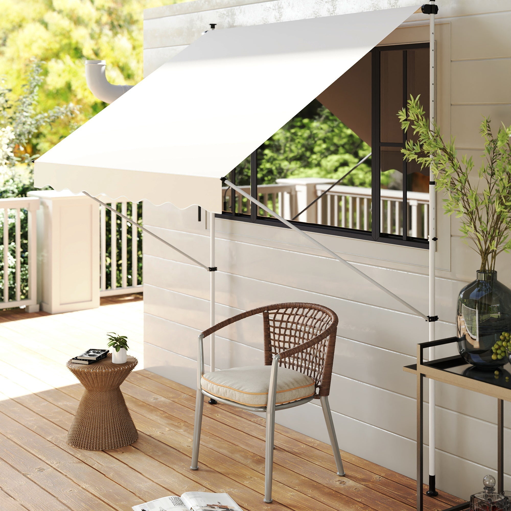 Outsunny 3x1.5m Adjustable Outdoor Aluminium Frame Awning Beige