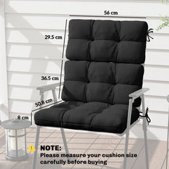 Outsunny 2-Piece Seat Cushion Replacement with Backrest, Garden Patio Chair Cushions Set with Ties, Black