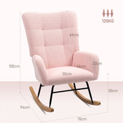 HOMCOM Teddy Fleece Rocking Chair - Pink