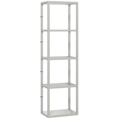 HOMCOM LED Floor Lamp with Glass Shelves, 4 Layers Dimmable Tall Standing Lamp, Modern Column Shelf Floor Light for Living Room, Bedroom, Office, Grey