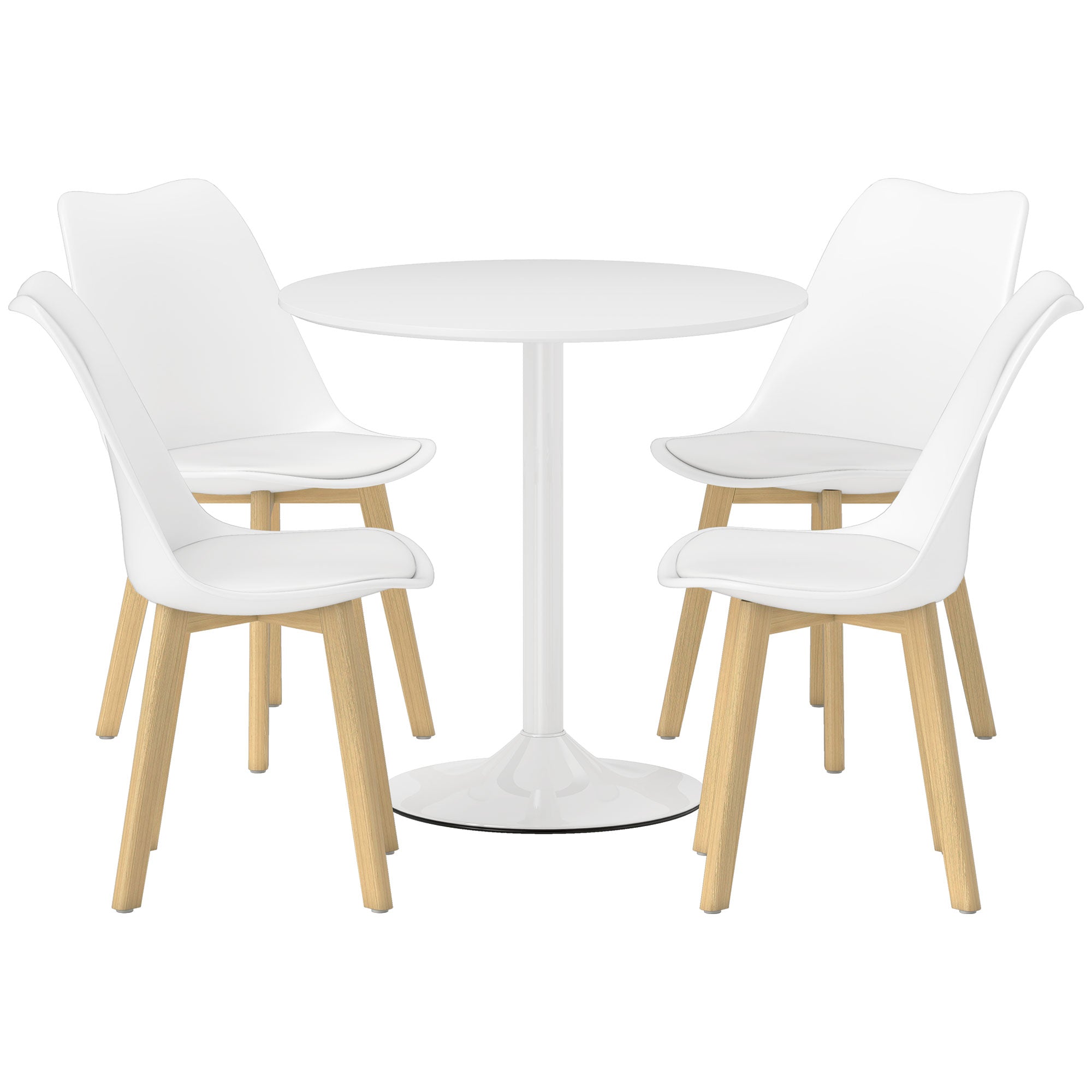 HOMCOM Five-Piece Modern Dining Set - White