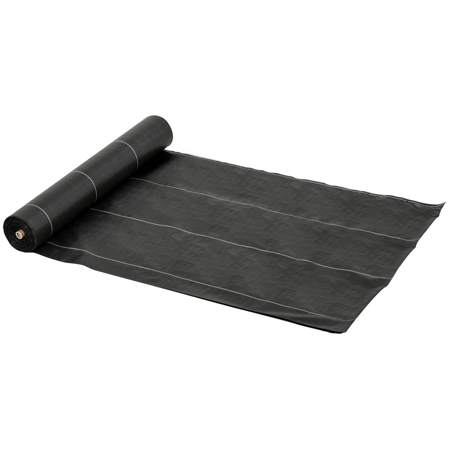 Outsunny 2m x 50m Weed Control Membrane, Heavy Duty Weed Control Barrier Fabric, 90gsm Ground Cover for Patios, Garden, Flower beds, Landscaping