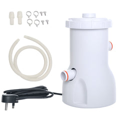 Outsunny Cartridge Filter Pump for 13'-15' Above Ground Pools, 800GPH (3028 LPH) Swimming Pool Filter Pump with Hose and Hose Clamps, White