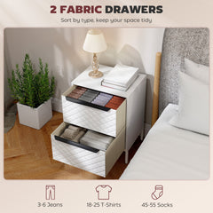 HOMCOM Chest of Drawers, Dresser with 2 Fabric Drawers and Aluminium Handles - White