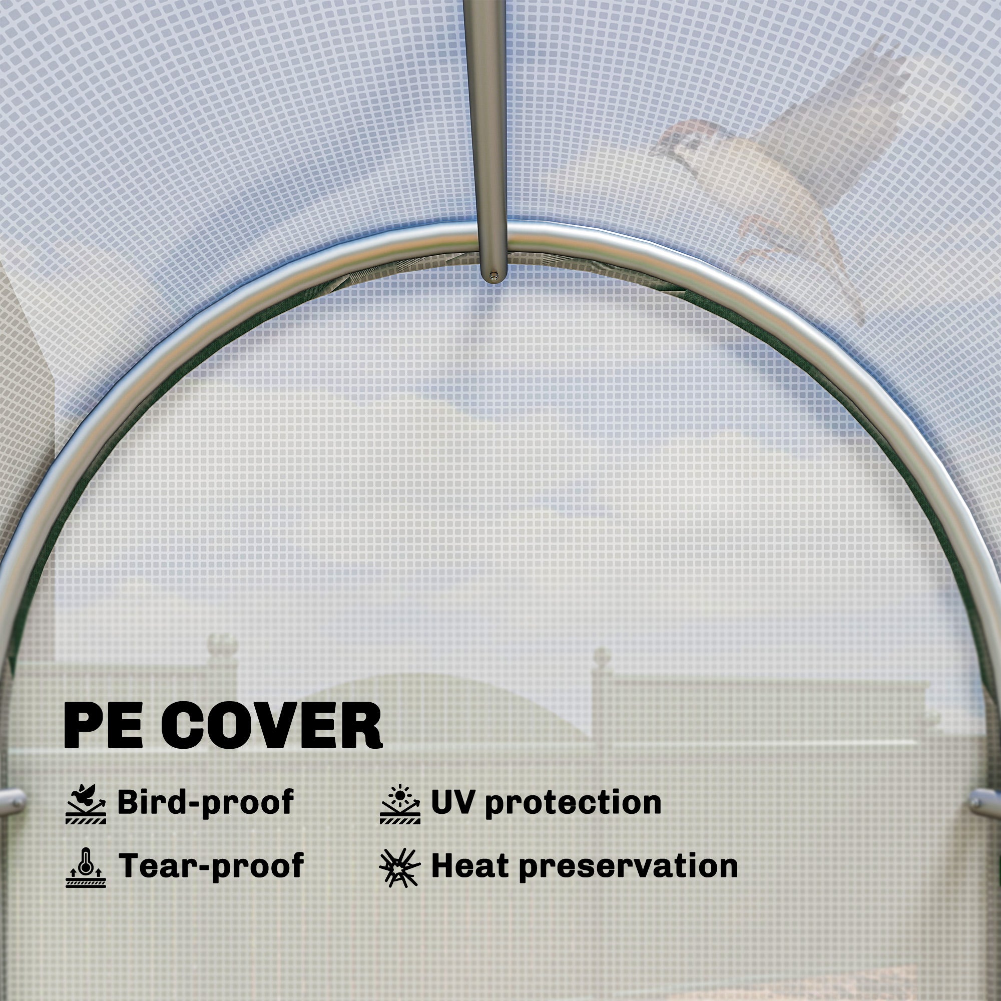 Outsunny Mini Greenhouse, Portable Green House with Roll-Up Door, PE Base, Small Greenhouse, 100 x 100 x 195 cm, White