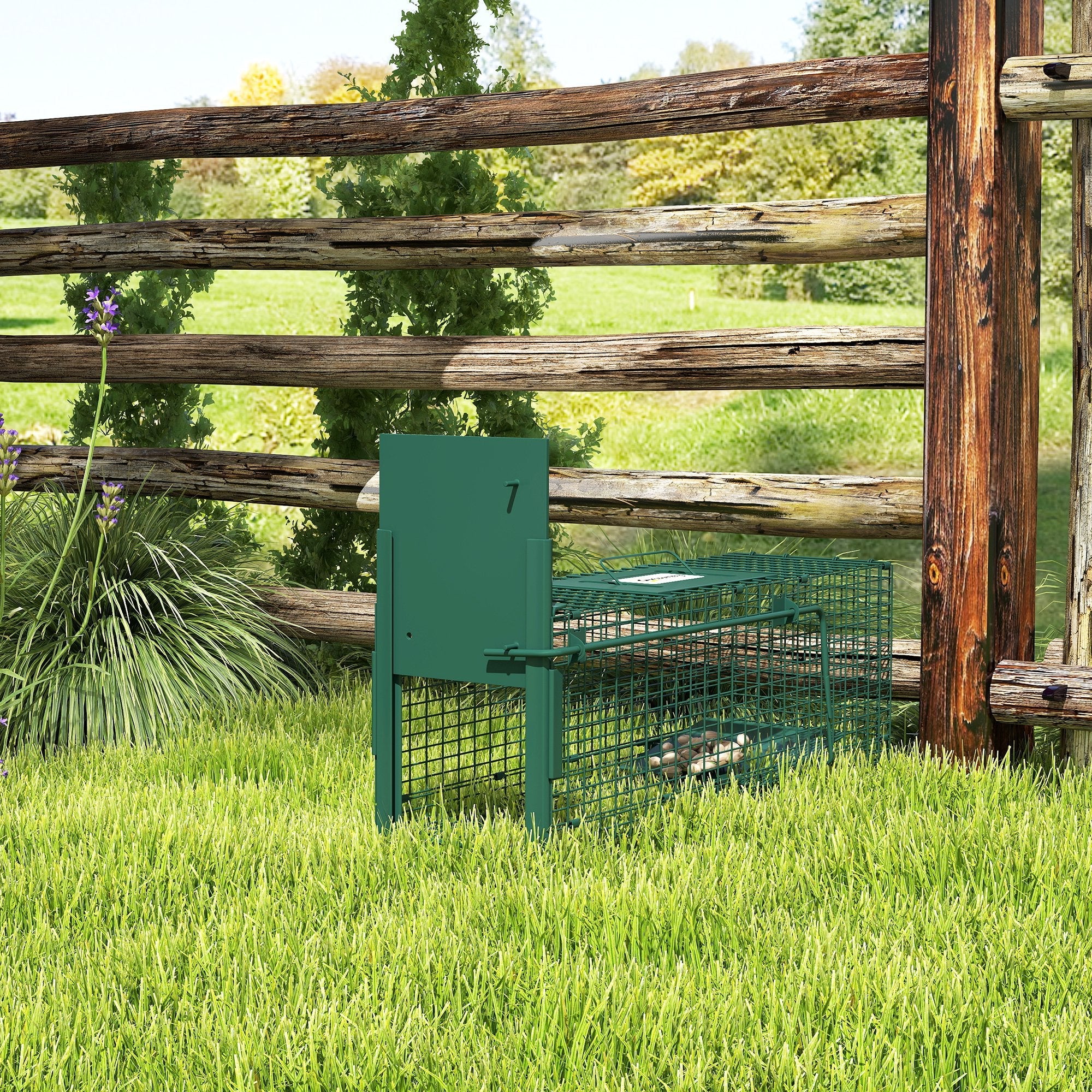 Outsunny Metal Rat Trap with Single Door, for Small Animals, Dark Green