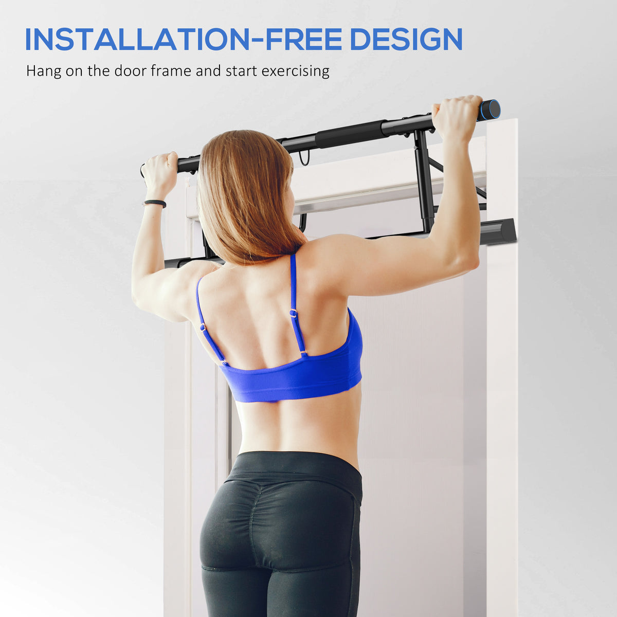 SPORTNOW Pull-Up Bar, No-Drilling Chin-Up Bar, Push-Up Stand with Resistance Bands, Padded Handles for Home Gym Exercise