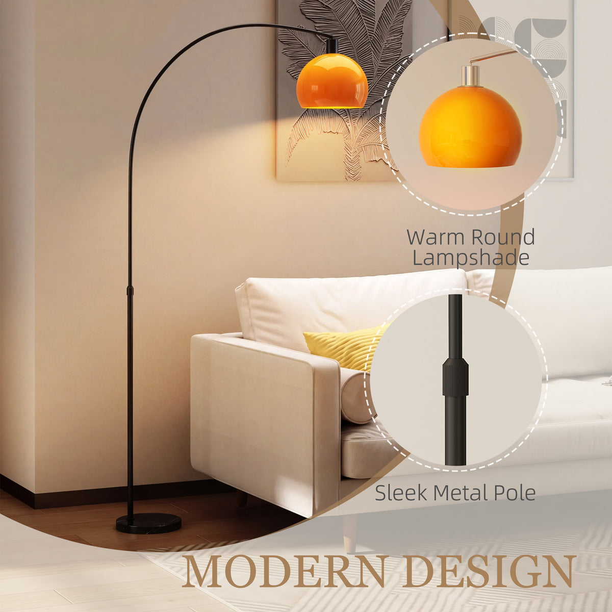 HOMCOM Floor Lamp for Living Room, Modern Standing Lamp with Shade & Foot Switch for Bedroom, Office, Black