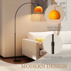 HOMCOM Floor Lamp for Living Room, Modern Standing Lamp with Shade & Foot Switch for Bedroom, Office, Black