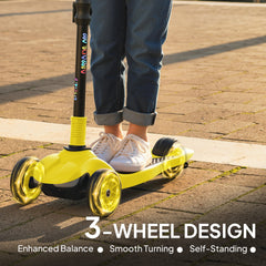 AIYAPLAY Three-Wheel Foldable Electric Scooter for Kids Aged 6-10 Years, Yellow