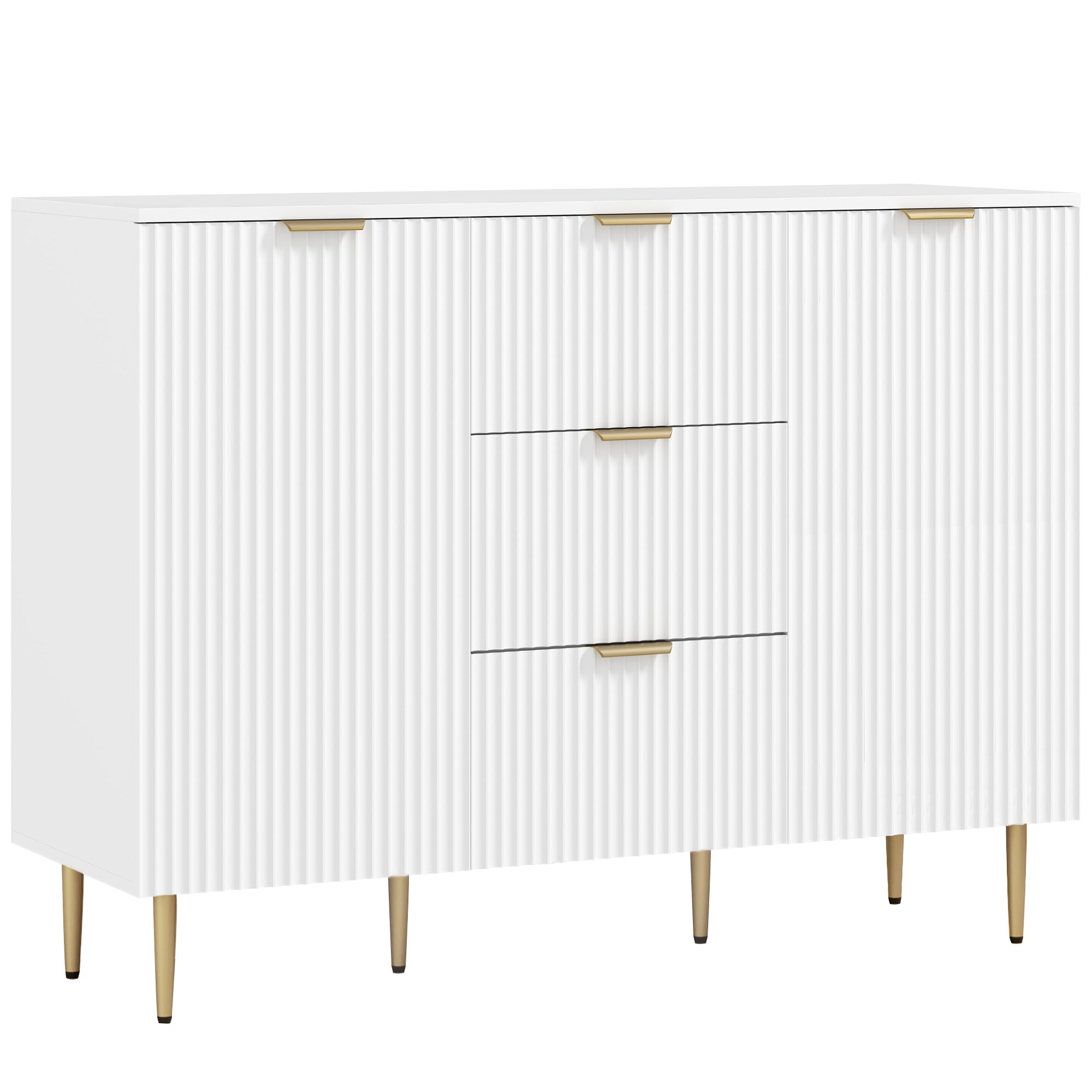 HOMCOM 2-Door Sideboard with 3 Drawers and Adjustable Shelves - White