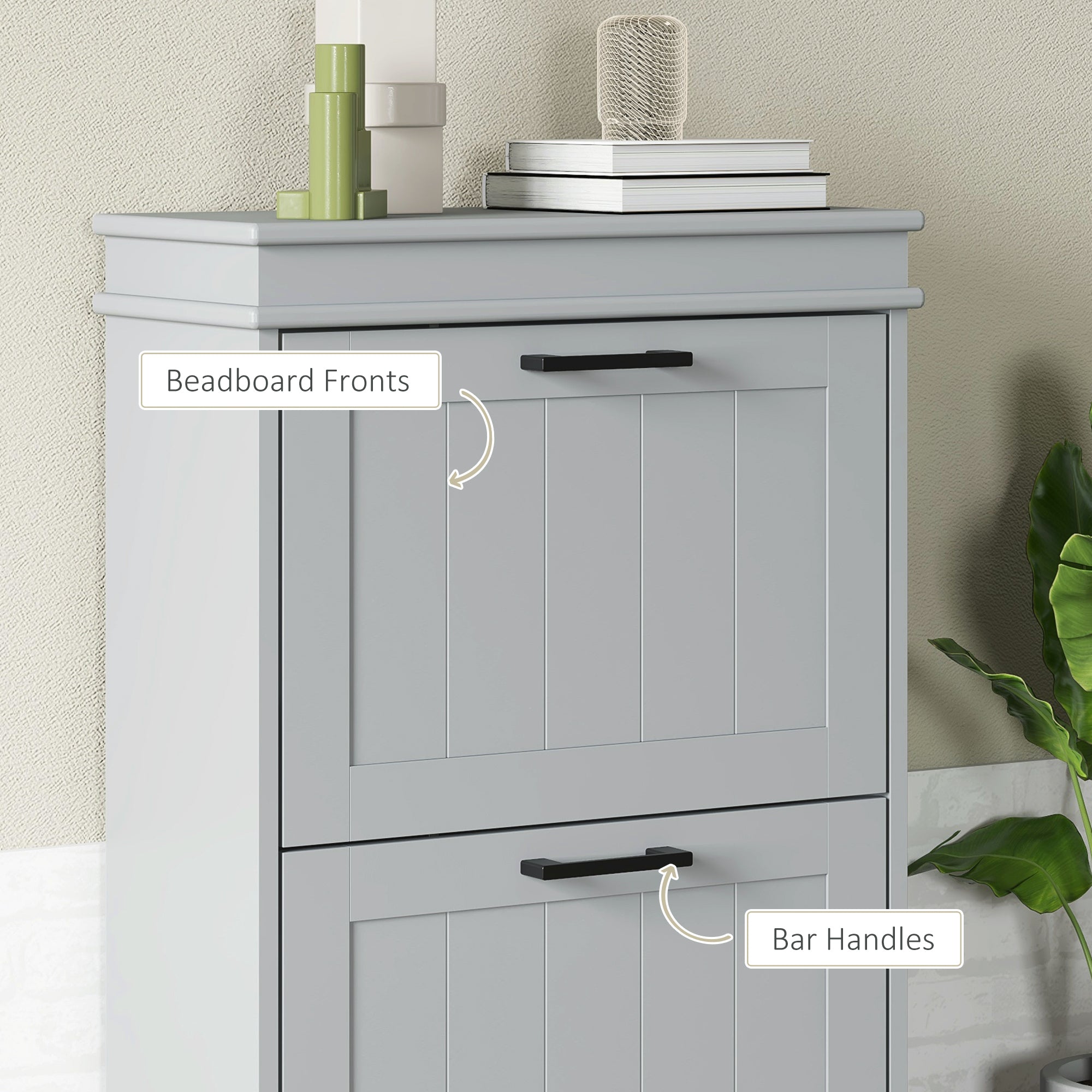 HOMCOM Two-Drawer Minimalistic Shoe Storage Cabinet, for 10 Shoes, Grey