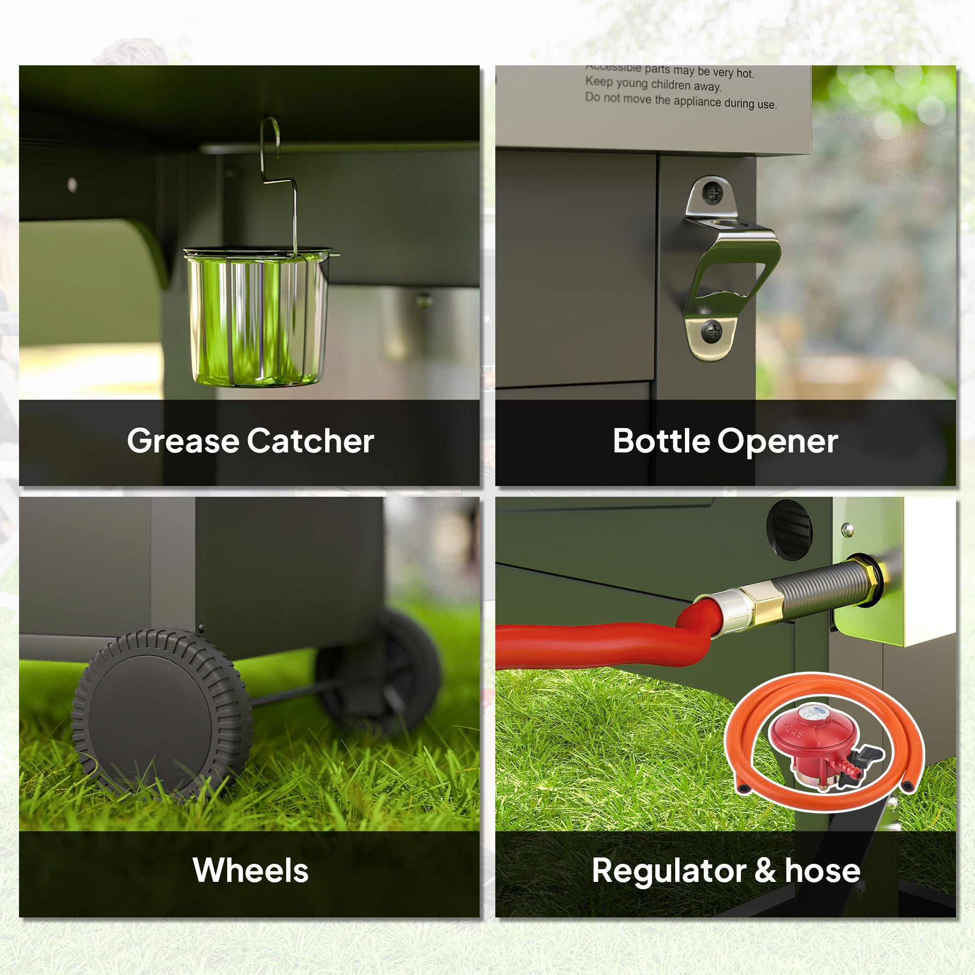 Outsunny 7.5kW Three-Burner Gas BBQ Grill, with See-Through Lid - Black