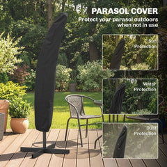 Outsunny 3m Overhanging Parasol, with Base, Weights and Cover - Light Grey