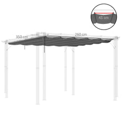 Outsunny Retractable Pergola Cover, 3.5 x 2.6 m Replacement Canopy Fabric for 4 x 3 m Frame, Roof Top Only, Dark Grey