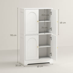 HOMCOM 4-Door Kitchen Storage Cabinet with Adjustable Shelves - White