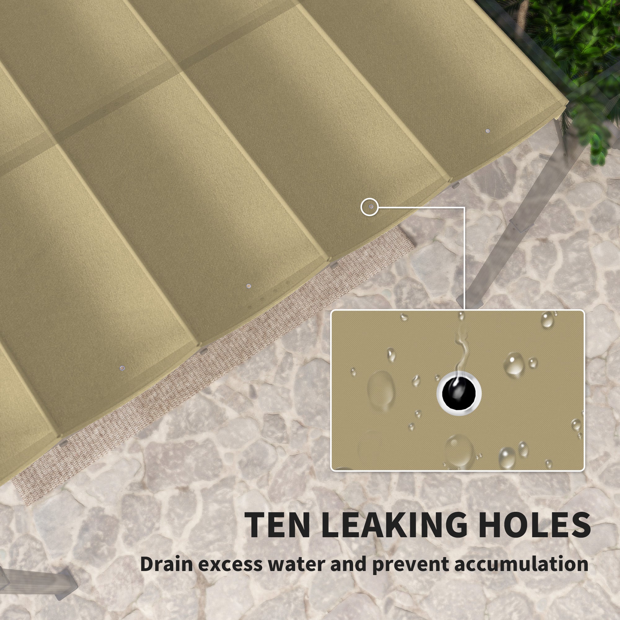 Outsunny Retractable Pergola Shade Cover, Replacement Canopy for 4 x 3 (m) Pergola, Retractable Roof, Tan