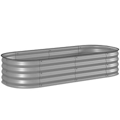 Outsunny Galvanised Raised Garden Bed, Metal Planter Box with Safety Edging, for Flowers, Herbs, Succulents, Silver