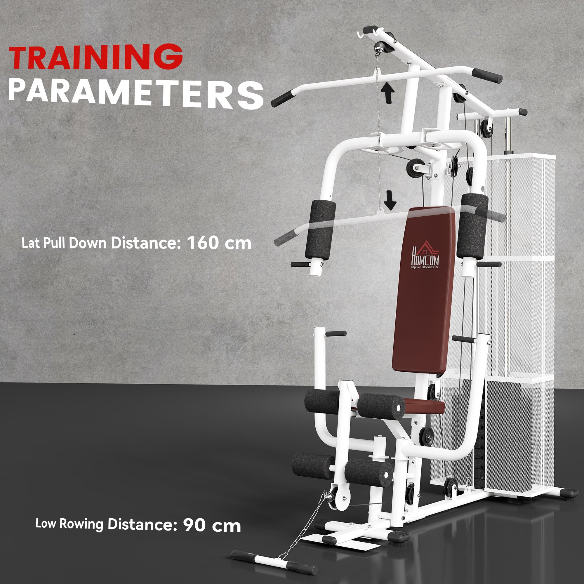 HOMCOM Multifunction Home Gym Weight Training Workout Station Fitness Strength Machine, White