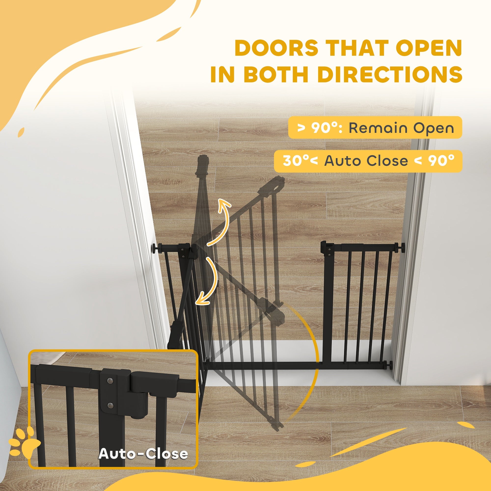 PawHut Adjustable Safety Gate w/ One Extensions, Four Adjustable Screws, Black