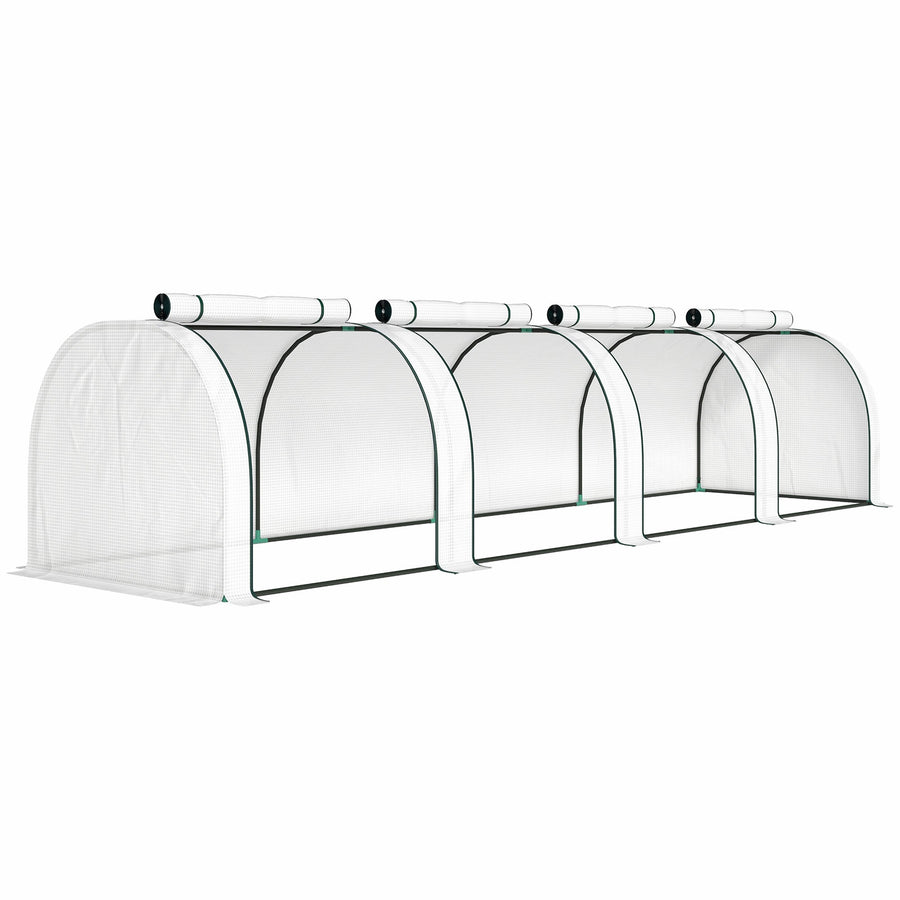 Outsunny 395  x 100 cm Low Tunnel Greenhouse - White