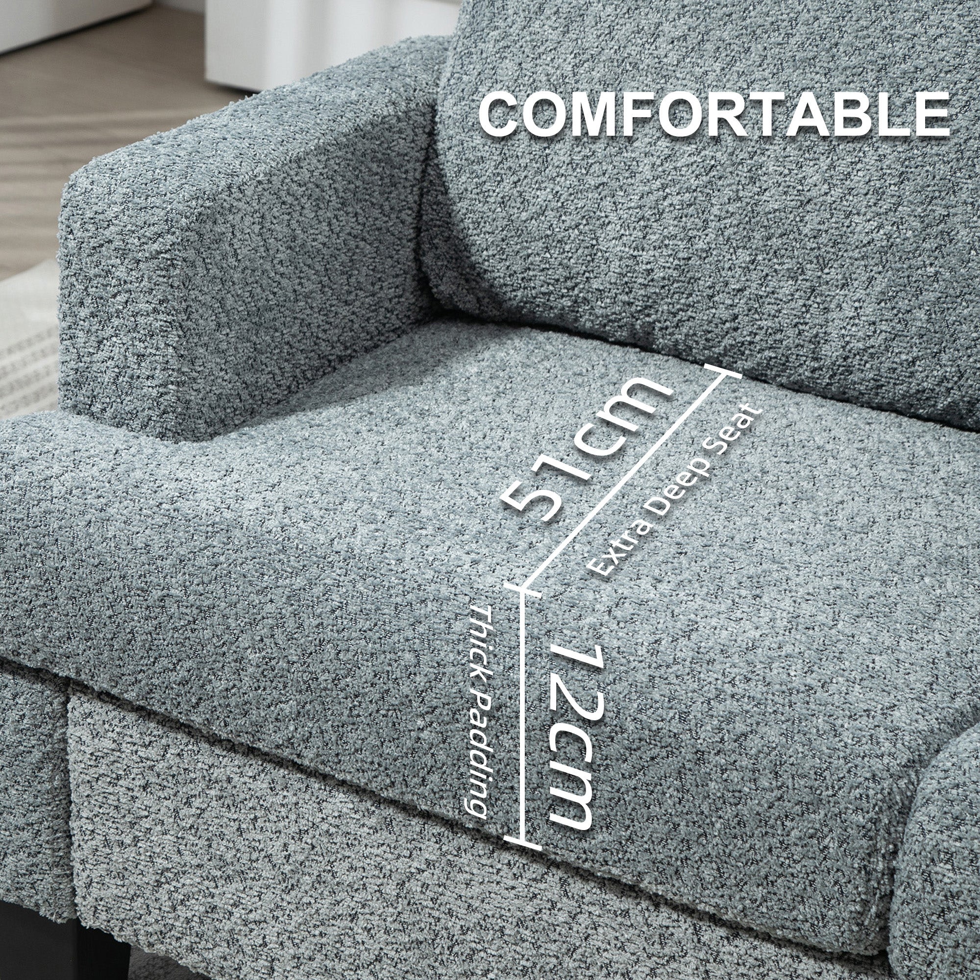 HOMCOM Two-Seater Chenille Sofa - Light Grey