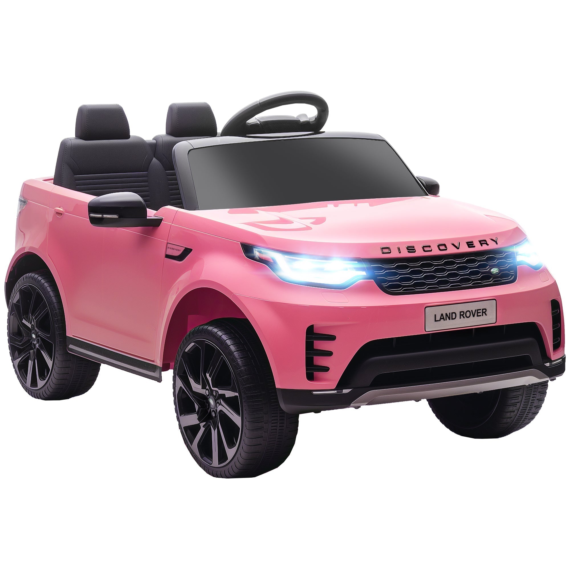 AIYAPLAY Land Rover Discovery Licensed 12V Kids Electric Car with Remote, 4 Wheel Suspension, Slow Start, Lights, Music, Pink