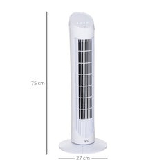 HOMCOM Tower Fan for Bedroom Cooling, 30 Inch Electric 70° Oscillating Fan with 3 Speed Settings, Standing Floor Fan for Home Office Indoor, White