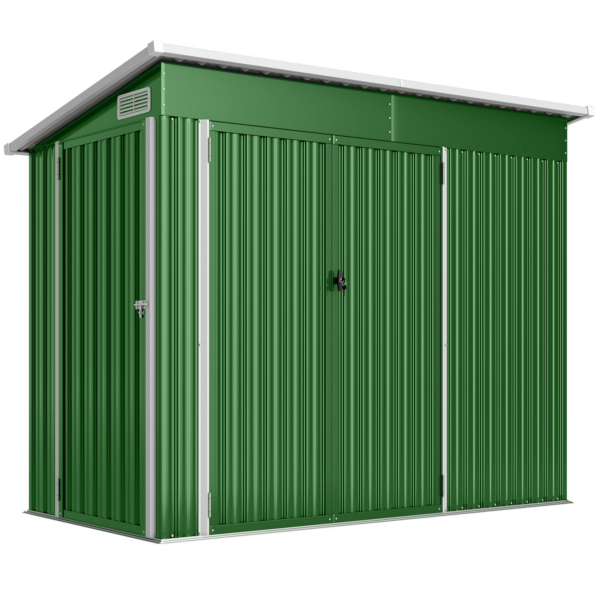 Outsunny 7.5 x 4.3ft Metal Garden Storage Shed, Waterproof Outdoor Shed with Triple Lockable Door, Gloves, Vents, Green