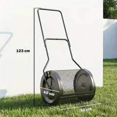 Outsunny Compost Spreader, 20" Peat Moss Spreader with Detachable U-Shaped Handle and Metal Mesh Basket