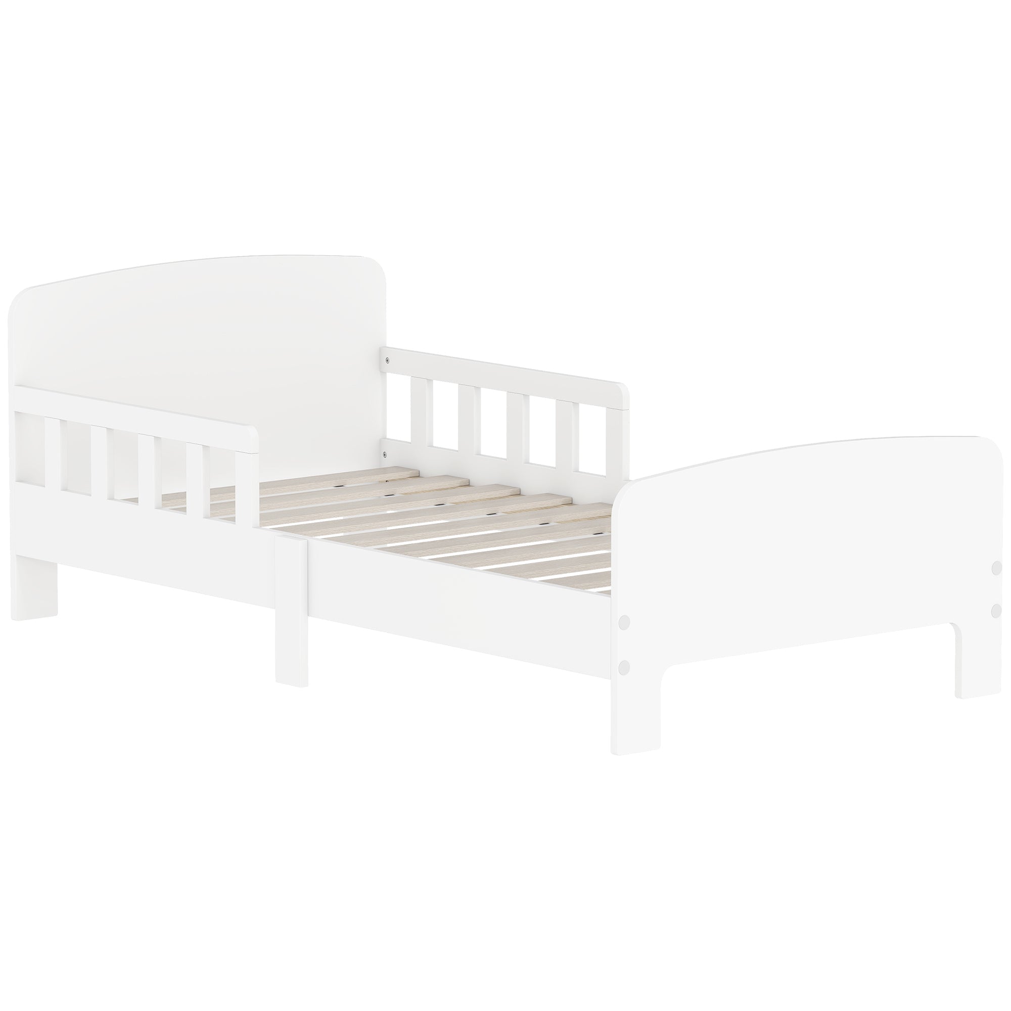 AIYAPLAY Toddler Bed, Kids Bed Frame with Safety Side Rails, Kids Bedroom Furniture for Ages 3-8 Years, White