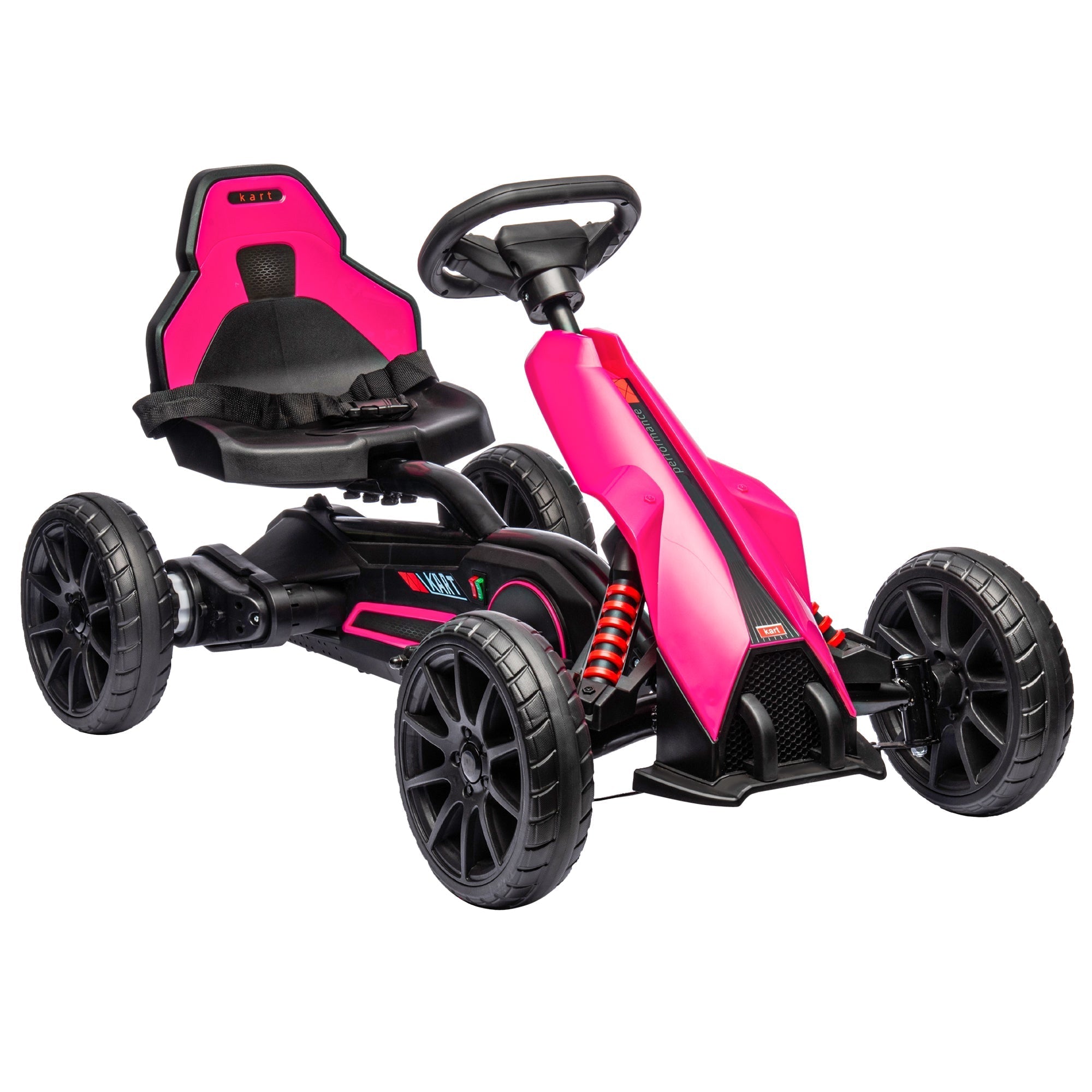 HOMCOM 12V Electric Go-Kart for Kids, Ride-On Racing Go-Kart, with Forward and Reversing Functions, for Ages 3-8 Years - Pink