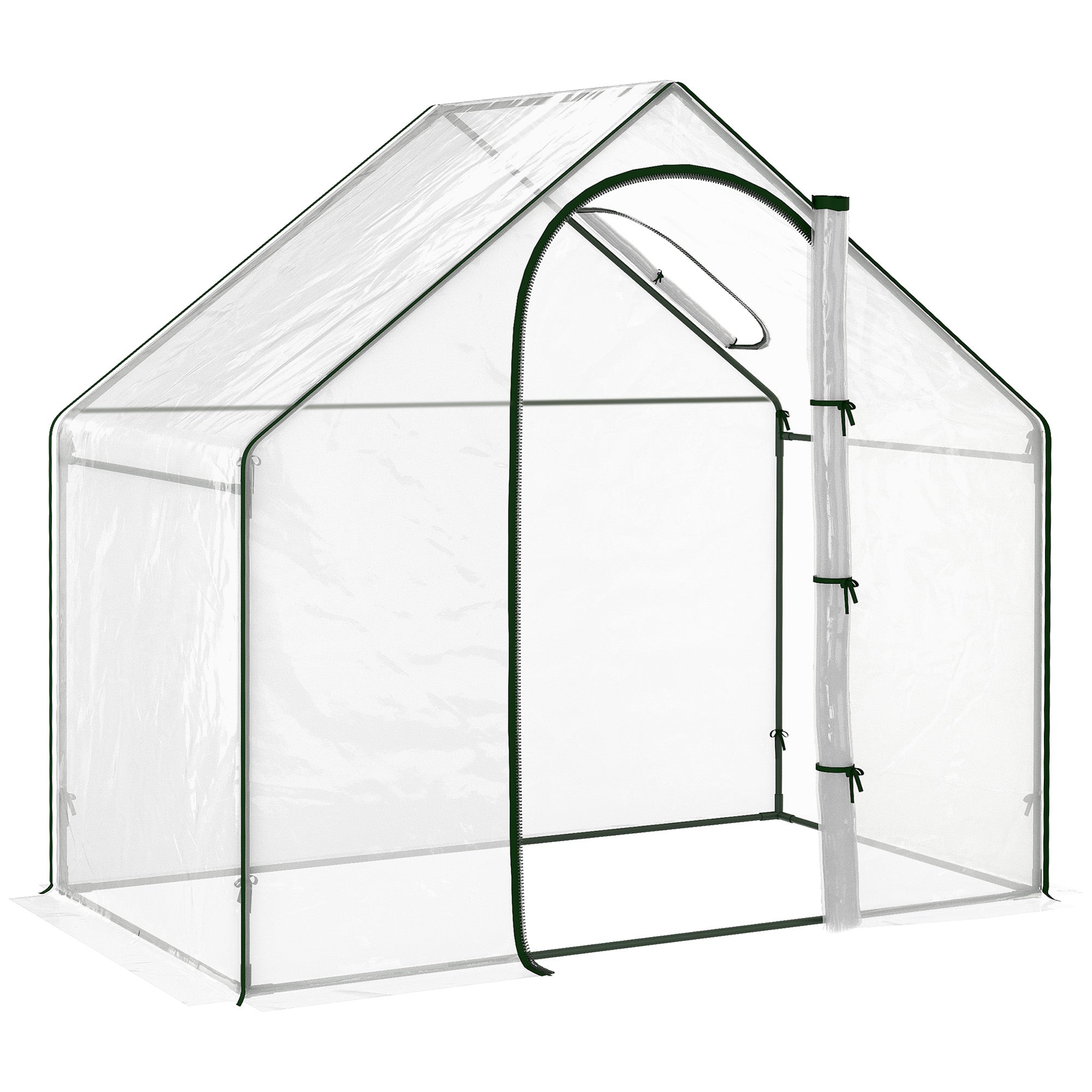 Outsunny Walk In Tomato Greenhouse Garden Outdoor Mini Greenhouse Flower Planter Steel Frame with Zipped Door & Window, PVC Cover, 180 x 100 x 168CM, Clear