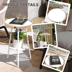 Outsunny Two-Tier Metal Garden Table - White - product image 5