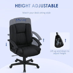 HOMCOM Linen-Look Padded Office Chair - Black