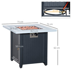 Outsunny 71 x 71cm 40000 BTU Gas Firepit Table - Black/Grey