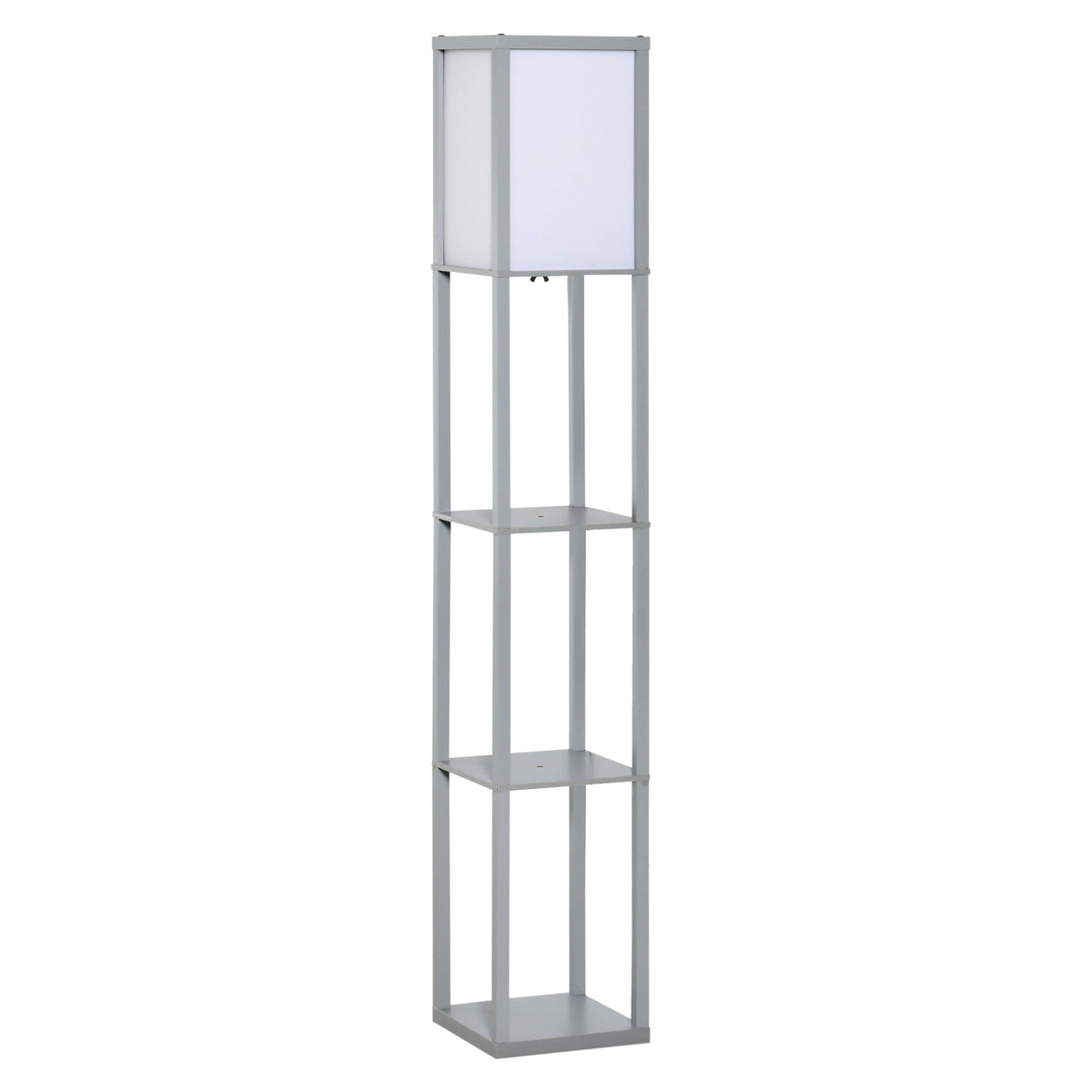 HOMCOM 3-Tier Floor Lamp, Floor Light with Storage Shelf, Reading Standing Lamp with Acrylic Shade for Living Room, Bedroom, Kitchen, Dining Room, Office, Dorm, 160cm, Grey