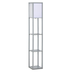 HOMCOM 3-Tier Floor Lamp, Floor Light with Storage Shelf, Reading Standing Lamp with Acrylic Shade for Living Room, Bedroom, Kitchen, Dining Room, Office, Dorm, 160cm, Grey