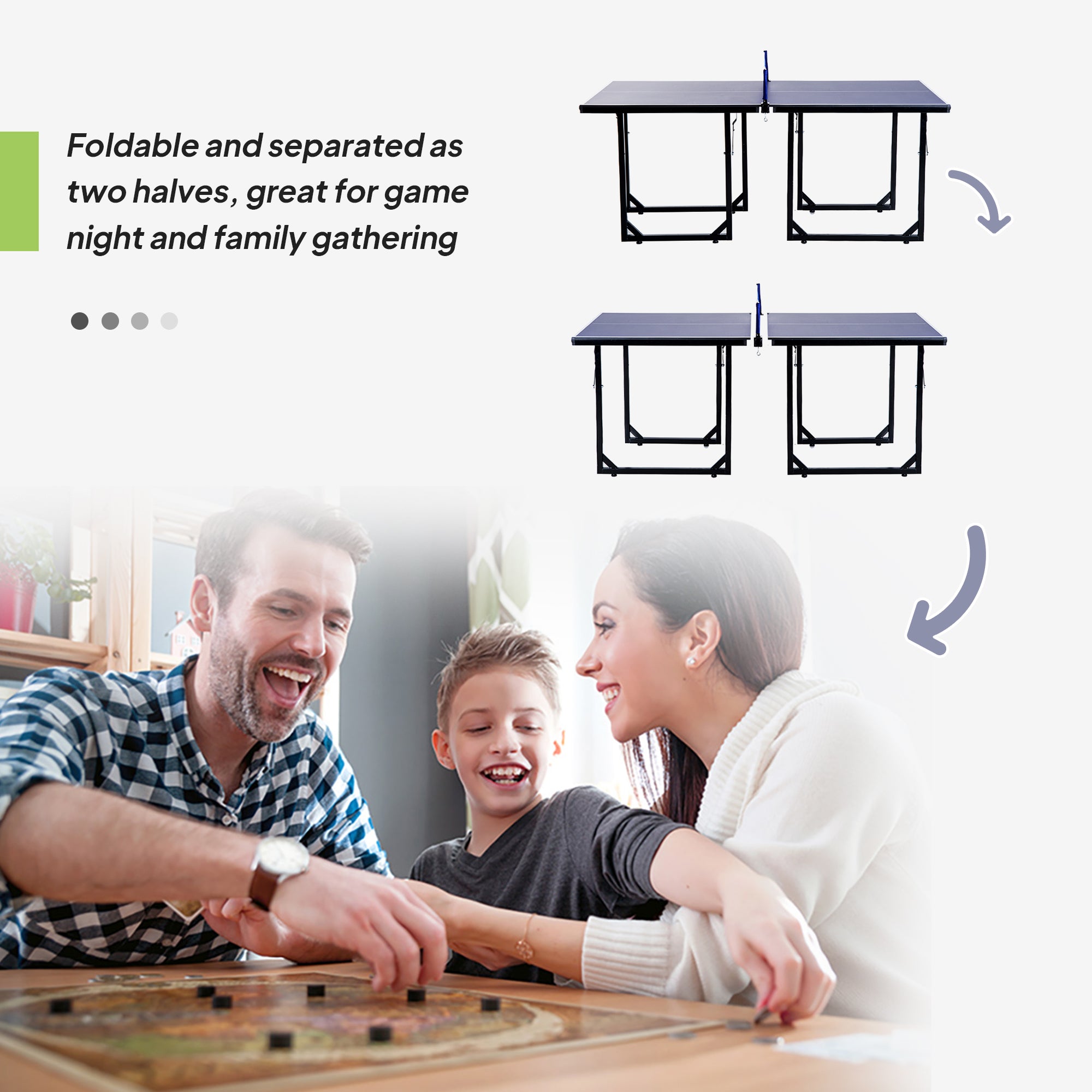 HOMCOM 6ft Table Tennis Table, Ping Pong Table with Net, Foldable and Portable Ping Pong Set for Indoor Outdoor Use, Easy Assemble, Midsize, Blue