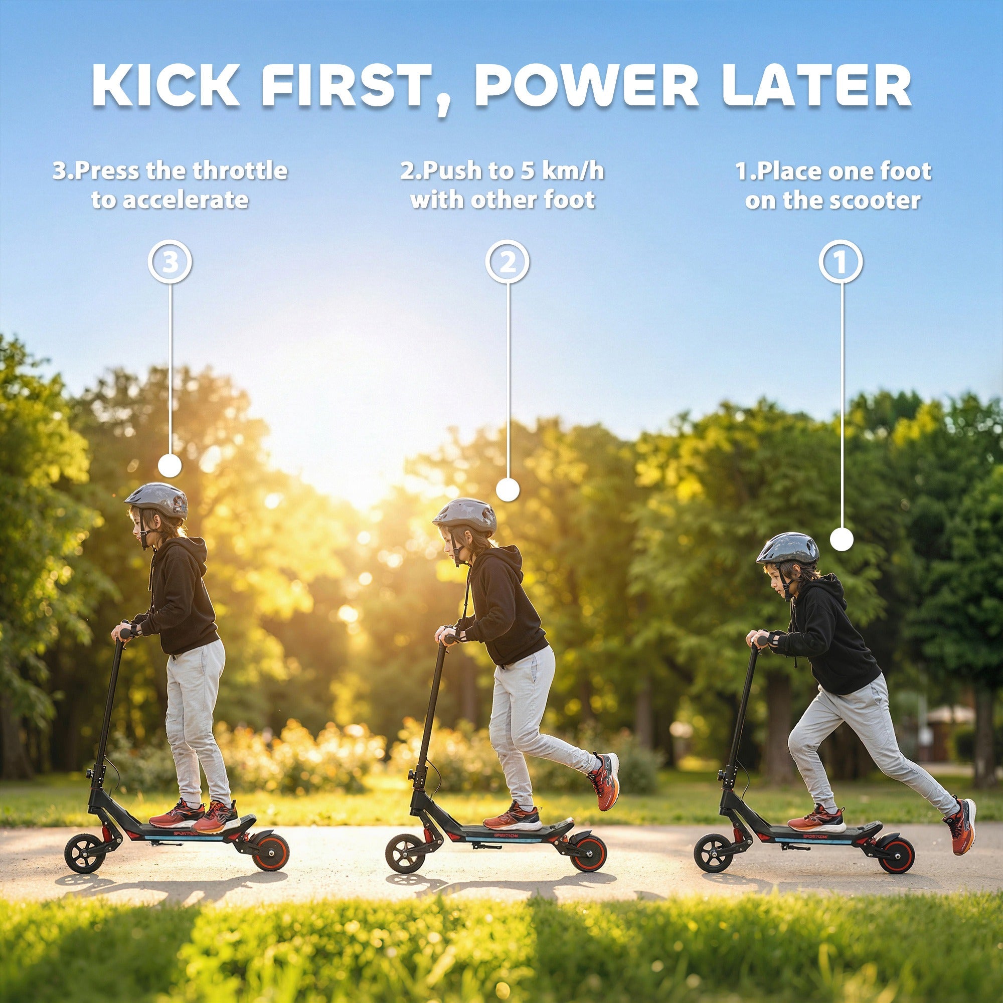 SPORTNOW Electric Scooter for Kids, Foldable E Scooter for Age Age 6+ with LED Display, RGB lights, Up to 16km/h, Black