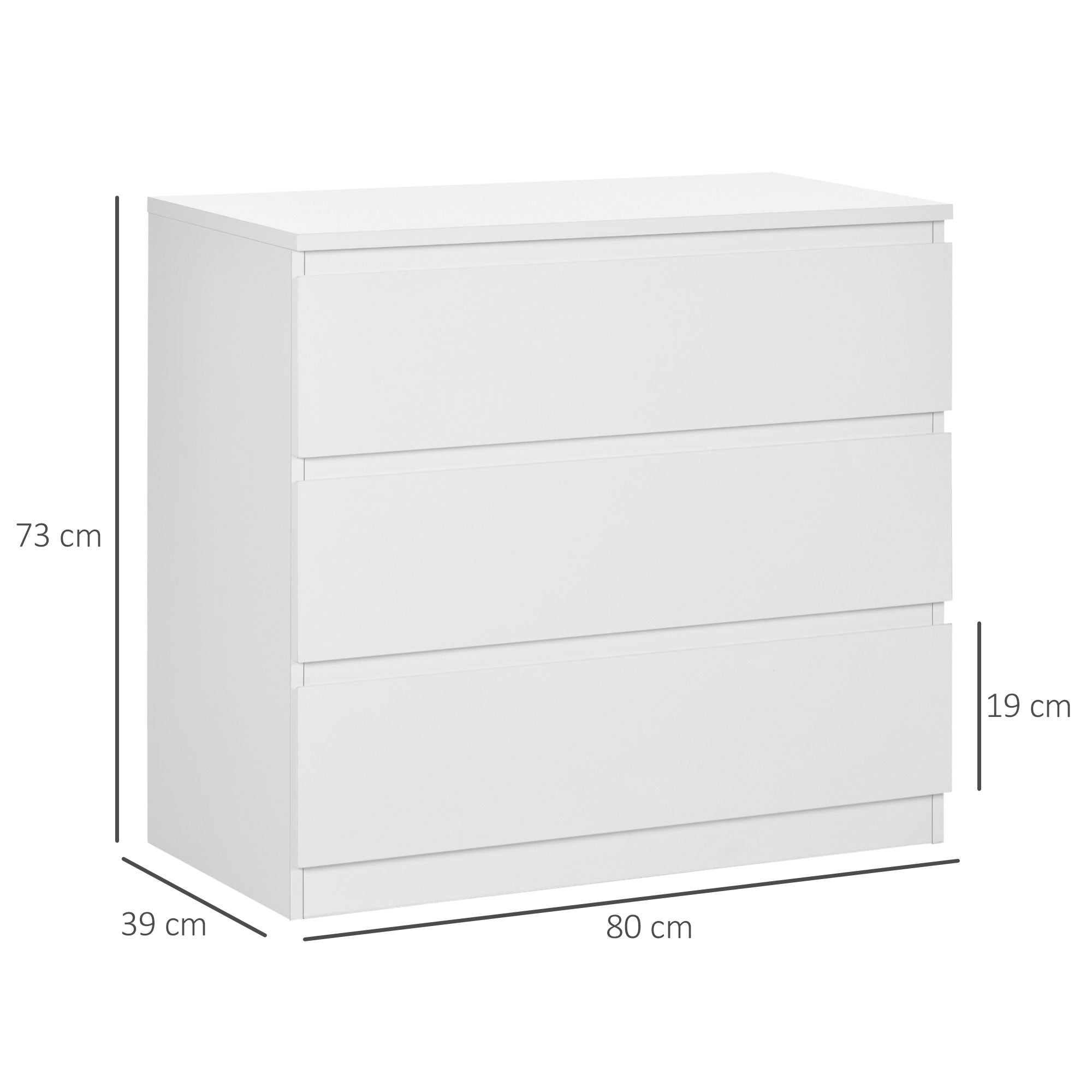 HOMCOM Chest of Three Drawers - White